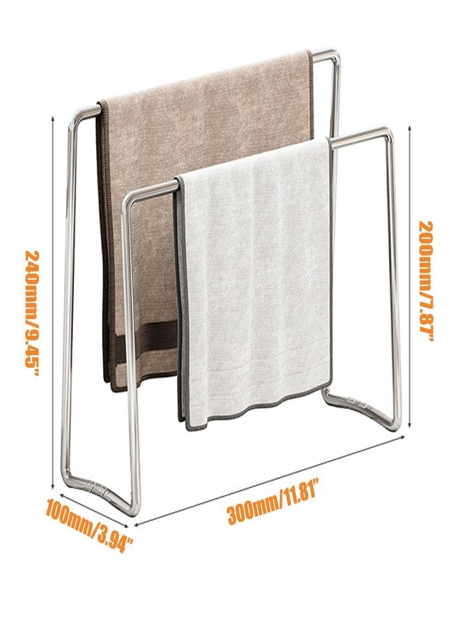 MINGFANITY Home Kitchen Countertop Dishcloth Drying Rack, SUS304 Stainless Steel 2 Arms Dishcloth Holder, Hand Towel Stand Rack,Dishcloth Storage Rack - Image 2